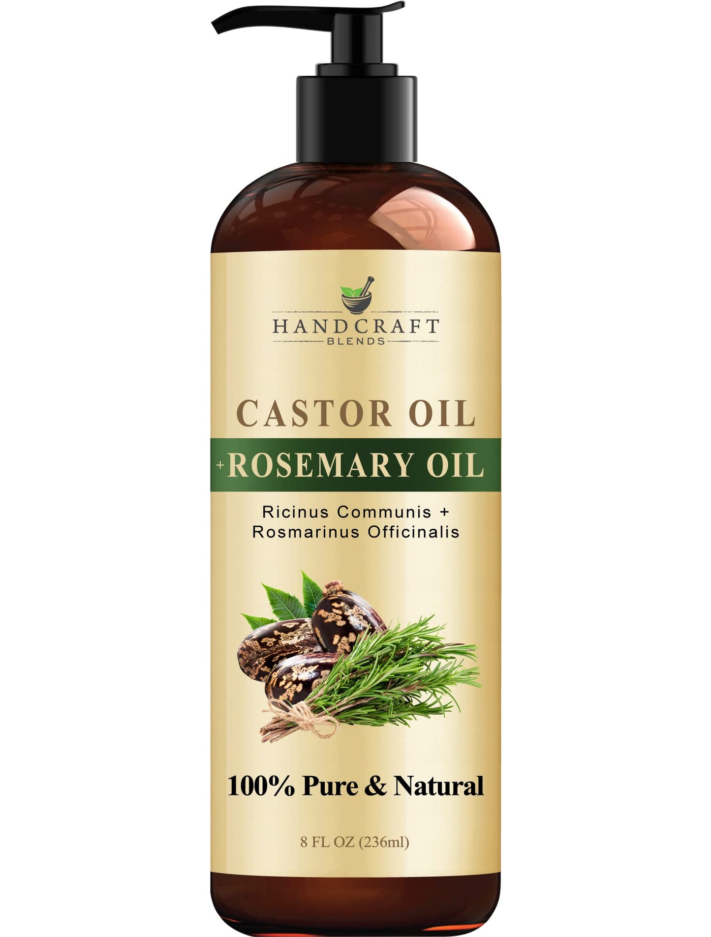 Handcraft Blends Organic Castor Oil - 16 Fl Oz - 100% Pure and Natural - Premium Grade Carrier Oil for Hair Growth, Eyelashes and Eyebrows - Hair and Body - Expeller-Pressed & Hexane-Free