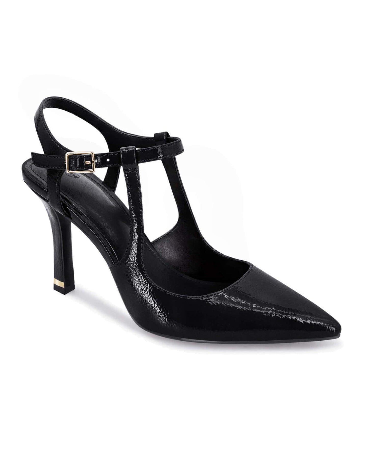 Coutgo Womens High Heels Pointed Toe Ankle Strap Pumps Patent Leather Sexy Stiletto Office Wedding Dress Shoes