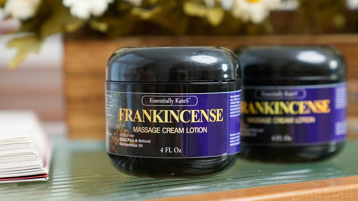 Frankincense Oil Massage Cream Lotion 4 Fl Oz - Medium Glide - Helps Relax Sore Muscle and Stiffness - Helps Tone & Nourish Skin